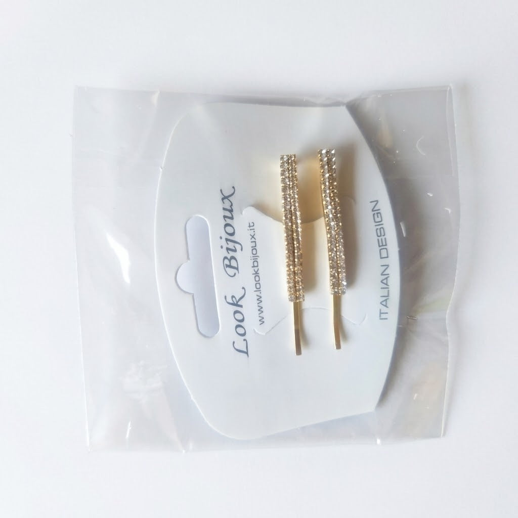 Filigrane Strass-Haarnadeln „Golden & Silver Line“ – Italian Design
